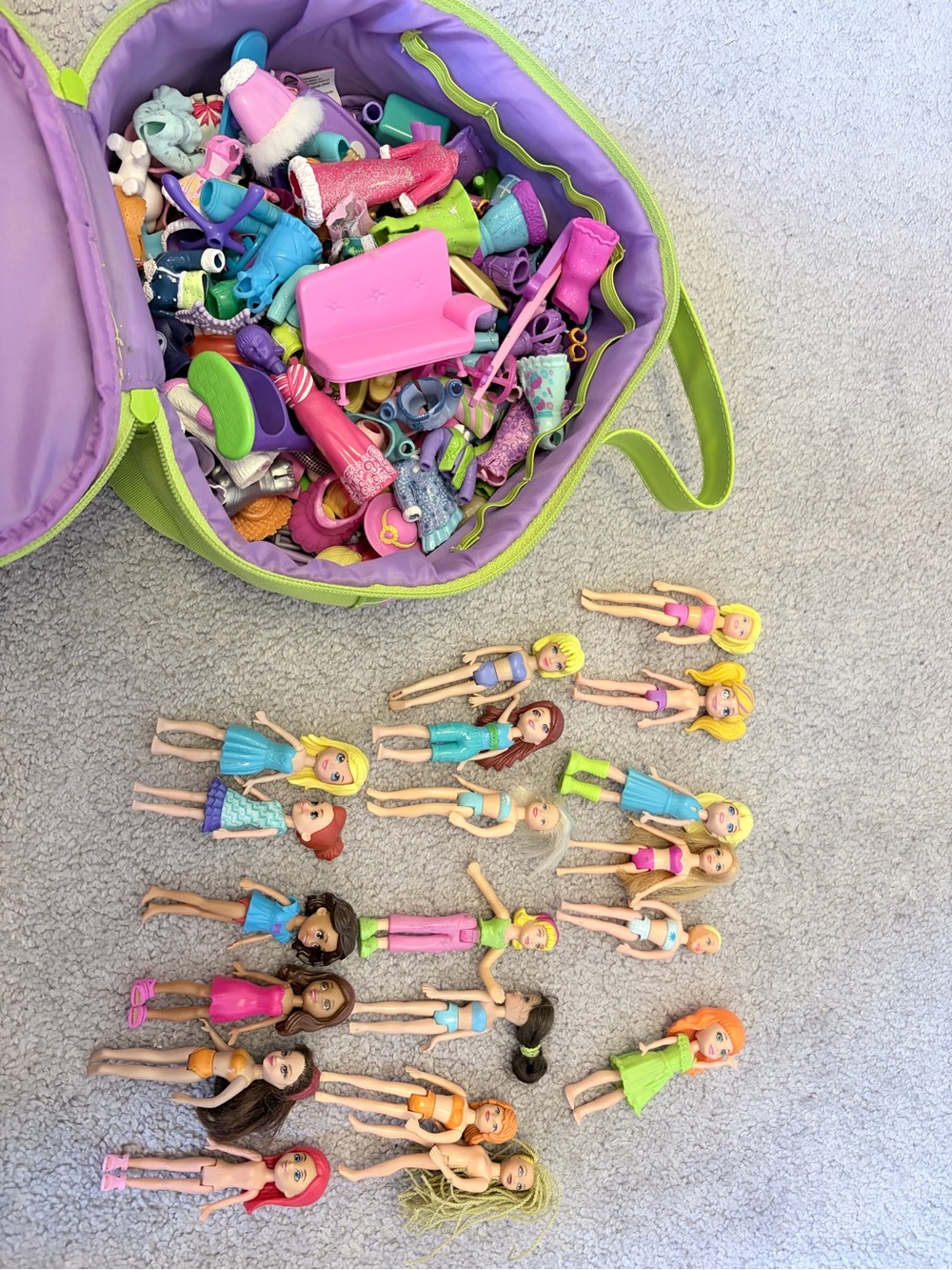 Polly Pocket Lot and Carrying Case - Dolls and Accessories